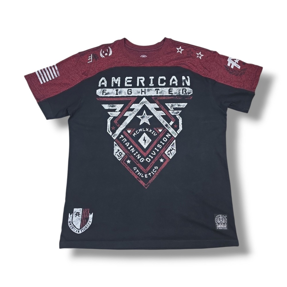 American Fighter Athletic Training Division Black & Maroon T-Shirt Men's 2XL